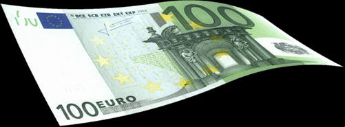 Flying euro bill